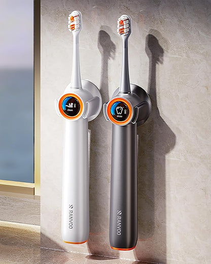 RANVOO AirJet™ [Max Jet Clean] [Vibrating & Flossing 2-in-1] Bubble Sonic Electric Toothbrush, Plaque Removal, White for Adult Protect Gum Teeth Clean Rechargeable Gift 2 Soft Brush Heads White