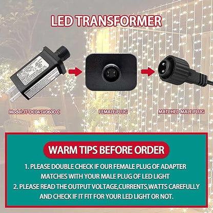 4.5V 0.6A 2PCS Replacement LED Transformer Class 2 Power Supply Adapter Ip44 LED Light Controller Low Voltage Transformer for Christmas String Light Inflatable Decorations (4.5V2.7W 2PCS)