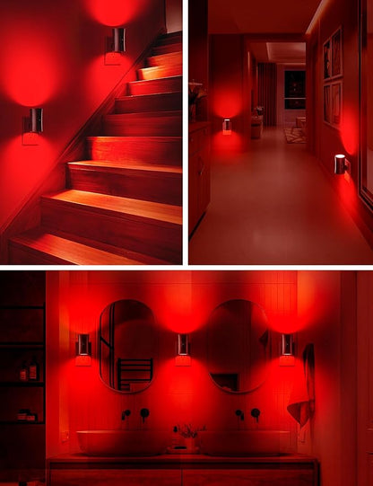Sujeet LED Night Lights Plug into Wall, Bright Night Light, Dusk to Dawn Sensor, Red Night Light, 0-100LM Adjustable Brightness, Dimmable Nightlights for Hallway, Bathroom Bedroom Kitchen, 2 Pack