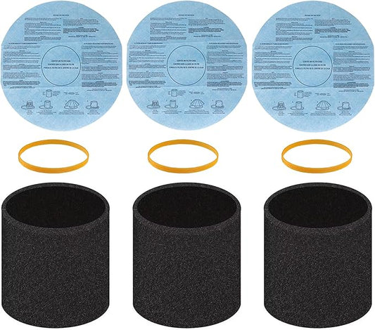 Filter Replacement 90585 Foam Sleeve for Shop Vac Wet Dry Vacuums 90304 90350 90333，VF2002 Reusable Dry Vac 9010700 Filter, Fits Most 5 Gallon Up Wet Dry Vacuum Cleaners