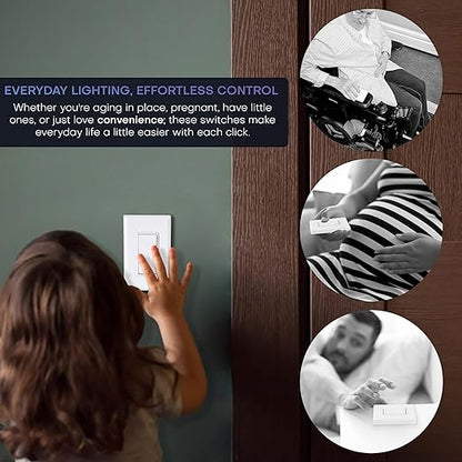 RunLessWire Single Pole Battery-Free DIY Wireless Light Switch Kit 150ft RF Range Self-Powered by Kinetic Energy for Fixtures & Outlets : 1 Remote Switch Controls 1 5A On/Off Receiver – Ivory