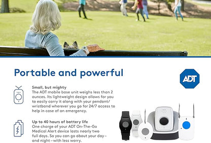 ADT - On-The-Go Mobile Medical Alert System for Seniors - GPS Capabilities, Included Waterproof Wearable Panic Button, 24/7 U.S. Based Monitoring (Neck Pendant)