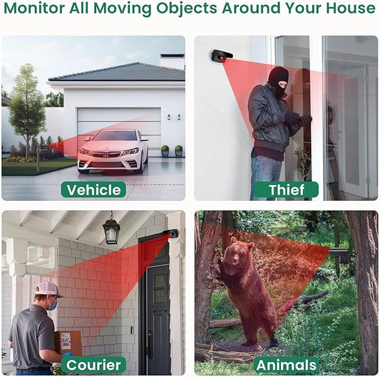 Wireless Driveway Alarm, Outdoor Weatherproof Motion Sensor & Detector with 600ft Range, Microwave Infrared Home Security Alert System for Driveway/Garage/Indoor/Outdoor (1 Receiver+2 Sensors)