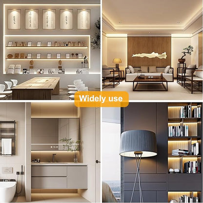 Pandery COB LED Strip Lights Natural White,24V Dimmable led Light Strip KIT with Remote and app Control,4000K 50FT/15m 8mm Wide Ra>90 Cuttable Flexible Strip Lights for Bedroom,Wardrobe,Cabinet