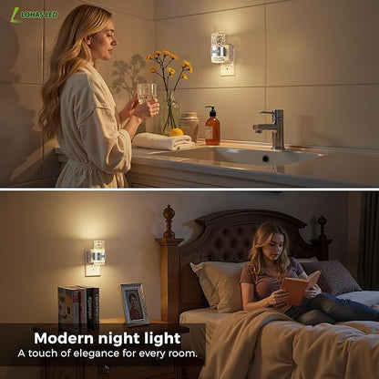 L LOHAS LED Motion Sensor Night Light,Dimmable Night Lights Plug into Wall, 2 Pack 3000K Night-Lights with 0-100 LM Adjustable, Acrylic Bubble Plug in Nightlight for Bathroom Hallway Nursery