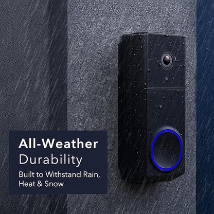 Wasserstein Horizontal Wedge Mount Compatible with Duo Cam Video Doorbell - Adjustable Angle for Better Viewing for Your Doorbell Camera - Optional No-Drill Installation (1 Pack, Black)