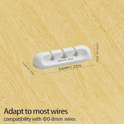 Apromisith USB Cable Organizer Clips Cord Holder,12 Packs (3-Slots) White Self Adhesive Desk Cord Cable Management