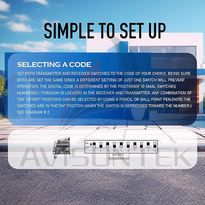 2 for Multi-Code 3089 MultiCode 308911 Linear MCS308911, 10 Dip Switch Gate Opener Remote 300MHZ, Multi Code Garage Door Opener【10-Year-Warranty】