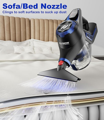 Nvriow Cordless Vacuum Cleaner for Home, 45Kpa Stick Vacuum, Max 80mins Runtime, 1.5L Dust Cup, Rechargeable Lightweight Handheld Vacuum for Carpet/Hardwood Floor/Pet Hair/Car (Navy Blue)