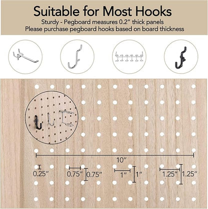 Wnutrees 4 Panel Pegboard Display, 5 Ft Wood Folding Privacy Screens Room Divider, Portable Freestanding Display Board for Craft/Art Shows, Retail, Events, Wall Organizer, Rustic Barnwood, Natural