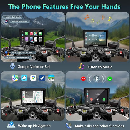 CARPURIDE W502BS PRO for BMW Motorcycle CarPlay & Android Auto Dual Bluetooth, 5" Waterproof GPS Navigation Screen, Data Reading, Native Wonder, TPMS, Light Sensor, Music Sharing, Intercom