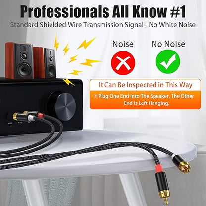 AGVEE 16.5ft RCA Cable, 2 RCA Male Thickened Six Claws Plug Stereo Auxiliary Audio Cord for Home Theater, Amplifier, Active Speakers or Subwoofer, Black