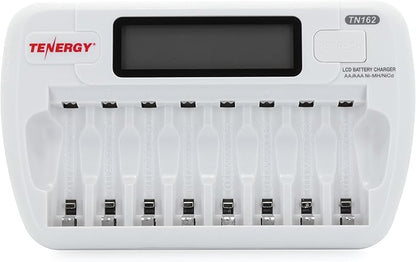 Tenergy TN162 8-Bay Smart LCD Battery Charger for Rechargeable AA/AAA NiMH/NiCd Batteries