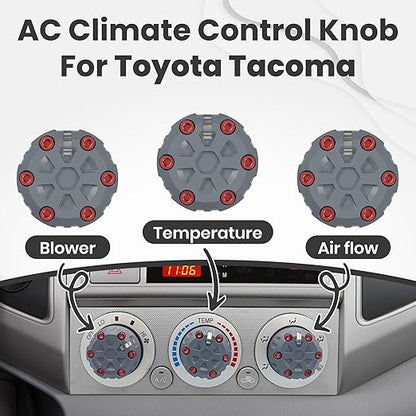2nd Gen Tacoma Accessories AC Knob Upgrade - 2005,2006,2007,2008,2009,2010,2011,2012,2013,2014,2015 Tacoma Climate Control Dial Mods Set - 2nd Gen Tacoma Mods - for Toyota Interior Replacement Kit