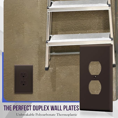 ENERLITES Duplex Receptacle Outlet Wall Plate, Jumbo Electrical Outlet Covers, Gloss Finish, Oversized 1-Gang 5.51" x 3.50", Polycarbonate Thermoplastic, 8821O-BR-10PCS, Brown, 10 Pack