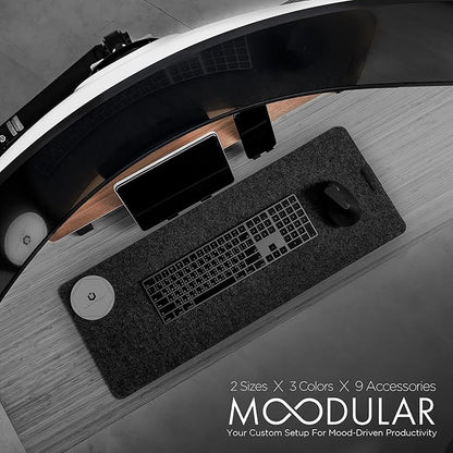ULTRARM Moodular Wooden Monitor Stand 33.4” (85cm) Desk Organizer with Metal Slide Rails for Drawer, Tray, Laptop, Tablet, Phone & Headphones Customizable Riser for Organized Workspace Walnut MS85-W