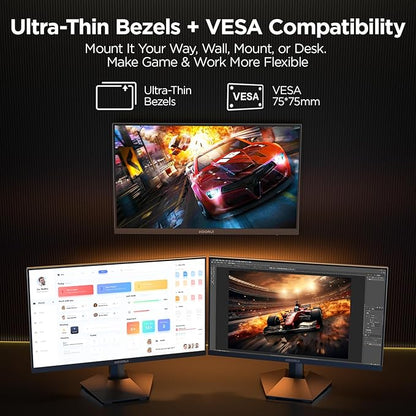 KOORUI 24" Gaming Monitor, 200Hz 1ms Fast IPS, FHD HDR400 Display, 90% DCI-P3 Color Gamut, Adaptive Sync, Ultra Slim Frame, VESA Mountable, HDMI 2.0, DP 1.4, G2411P