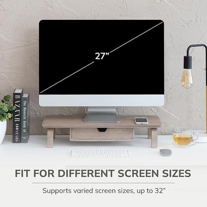Anji Mountain Monitor Stand - Desktop Organizer & Laptop Riser, Ergonomic Monitor Riser, Space-Saving Monitor Stand for Desk, Durable Construction, Easy Assembly, Ideal for Home & Office,Biscotti