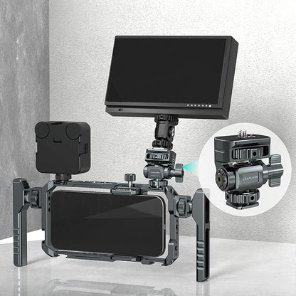 Leaplumin Field Monitor Mount Monitor Holder with Cold Shoe, 1/4" Screw for 5" & 7" Field Monitor Mount Support 360° Swivel &180° Tilt Adjustment,Aluminum Camera Monitor Mount for Camera Hot Shoe