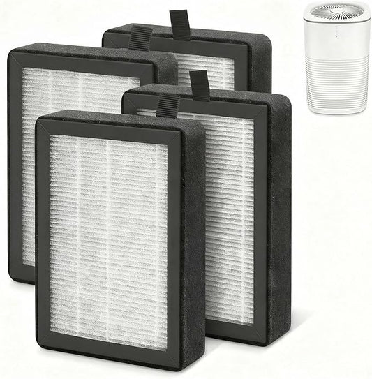 Air Filter Compatible with LEVOIT LV-H128, PUURVSAS HM669A, ROVACS RV60 Air Purifier, H13 HEPA Replacement Filter, 4 Pack