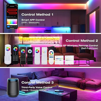 XXK DR03W WiFi SPI 5~24V RGB Controller - Designed for Addressable LED Strip Lights, Compatible with Alexa Google Home Siri Smart Life Tuya APP Control Work with RC03RF WR01RF 2.4GHz Remoter etc