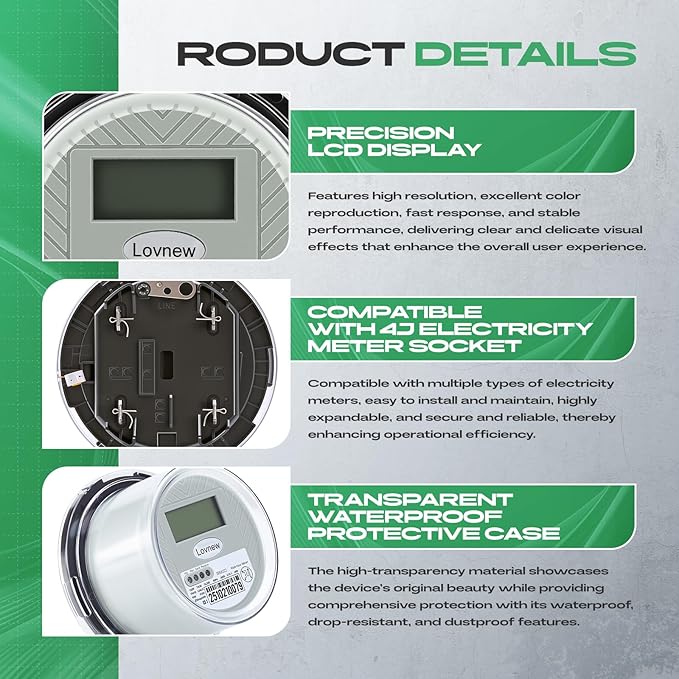 RV Digital Electric Meter,120V 2 Wire kWh Watt Power Meter with LCD Display,CL200 Energy Monitoring submeter for Residential Home Use,TA30 Current Measurement,Compatible with 4 Jaw Meter Sockets