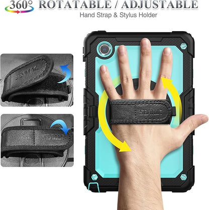 SEYMAC stock Tablet Case for Lenovo Tab M11 (TB-330FU/TB-330XU) 11 inch Drop-Proof Protection Cover with 360° Rotate Stand & Strap [Pen Holder] & Screen Protector/K11/Xiaoxin Pad 2024, Sky Blue+Black