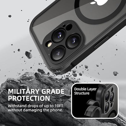 BERFY Magnetic for iPhone 16 Pro Case, Compatible with MagSafe, Built-in Privacy Screen Protector and Upgraded Camera Protection, Anti-Spy Full Body Shockproof Phone Case for 16 Pro 6.3", Black