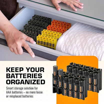 Storacell AAA-12 Battery Storage Caddy and Dispenser (Pack of 2), Black, Holds 12 AAA Batteries (Not Included), Durable & Compact Design, The Original Battery Caddy, Made in The USA