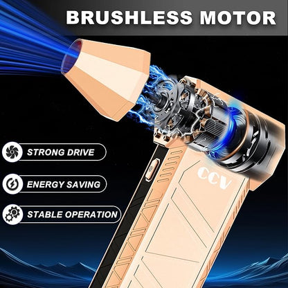 CCV Compressed Air Duster - 150000RPM Electric Air Duster for Cleaning Keyboard&PC 3 Gears Adjustable Rechargeable Cordless Jet Dry Blower Air Blower for Car and Home (F33-GOLD)