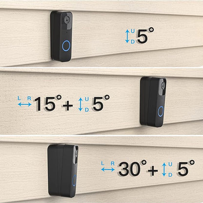 Adjustable Doorbell Angle Mount for Blink Video Doorbell 1st Gen and for REOLINK Video Doorbell WiFi Camera (30°+15°L/R+5°Up/Down Corner Wedge)