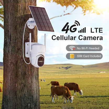 HOSAFE.COM 4G LTE Cellular Security Camera Outdoor, No WiFi Security Camera Outside, Wireless Security Cameras Outdoor Solar Powered, 360 Ptz, Human Sensor, 2K HD, 2-Way Talk, IP66, 2 Pack