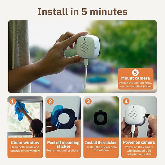 Girafit 3MP 2K Window Camera,2.4GHz & 5GHz WiFi Indoor Cameras for Home Security with ChroMax Al Color Night Vision,Person & Motion Detection,24/7 Recording,Easy & Quick Install