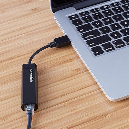 Amazon Basics USB 3.0 to 10/100/1000 Gigabit Ethernet Internet Adapter, Black