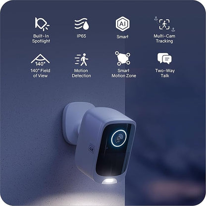 Safemo 4K Security Cameras Wireless Outdoor/Indoor, Battery Cameras for Home Security, No Monthly Fees, 32G Local Storage, Advanced AI, Color Night Vision, 2-Way Audio, Waterproof, 2.4Ghz WiFi
