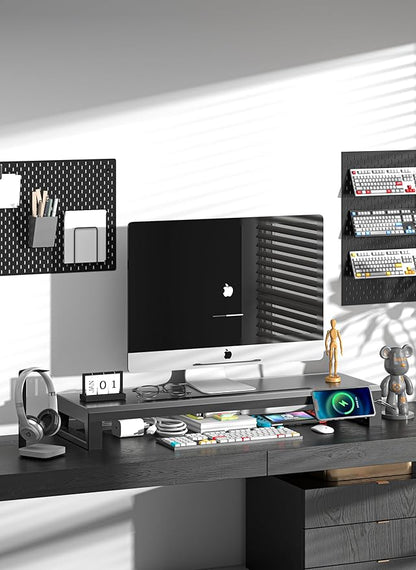 GECKOSTROLL Computer monitor stand Laptop Desk Shelf & Monitor Riser ，27.55 inches,22W charging , 2 USB 3.0 , and 1 USB 2.0， Monitors/PC/Laptop/Computer Space Saver Organizer ，Heavy Duty Gift Gaming Studio Office (USB Hub Fast Charging Version, 700mm)