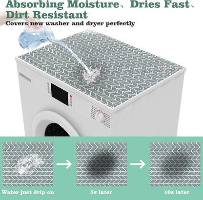 Actvty Washer and Dryer Covers for the Top, 2 Pieces 25.6'' x 23.6'' Washer Dryer Top Protector Mat, Diatomite Rubber Washing Machine Top Covers Non-Slip Scratch Protection Dust-Proof