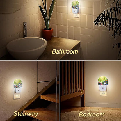 YESPOAK Night Light,Retro Abstract Daisy Night Lights Plug Into Wall Dusk to Dawn Sensor for Bedroom,Bathroom and Living Room for Women/Girls Gift