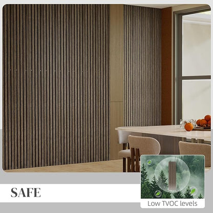 HOMCOM 4 Pack 3D Acoustic Panels, 95" x 8" Soundproof Wood Panels for Wall, Wood Slat Wall Paneling for Interior Ceiling, Office, Home Theater, Studio, Walnut