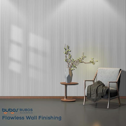 BUBOS 10 Pack Large Acoustic Panels, 48"X 12"X 0.4" Sound Proof Panels for Walls,Decorative Self-Adhesive Acoustical Wall Panels,3D Slat Sound Panels for Home Office Studio (White 01)
