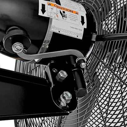 Global Industrial 30" Outdoor-Rated Oscillating Wall-Mount Fan, 2 Speed, 8,400 CFM, 3/10 HP, Black Powder Coat Finish, For Commercial & Industrial Use