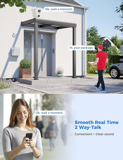 Hiseeu Wireless Security Camera Dual Lens PTZ Outdoor with 128GB SD Card, 2K WiFi-Pro 5G/ 2.4Ghz Surveillance Cameras, Color Night Version, Plug-in Cable, Works with Wireless System