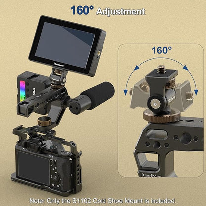 MINIFOCUS Camera Monitor Mount with Cold Shoe, 1/4" Screw for 5" & 7" Field Monitors, 160° Tilt Adjustable Holder for Field Monitor, LED, Flash and Video Shooting Photography Accessories
