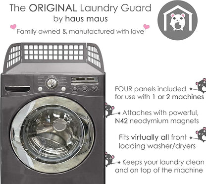 Haus Maus The Original Laundry Guard - Stop Laundry From Falling Behind Washer/Dryer - Invented by a US Mom - Made in NorthAmerica - Magnetic - Fits Most Front Loading Machines - Top of Fridge - Grey
