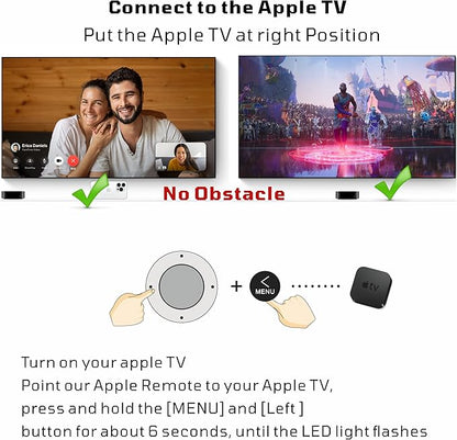 New Universal Remote Control for All Apple TV Remote, Replacement Compatible with Apple TV 4K/ Gen 1 2 3 4/ HD A2169 A1842 A1625 A1427 A1469 A1378 A1218 with Tv Control Function