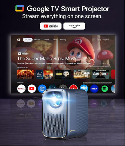 UVISION AllPlay Google TV Smart Porejctor | Native 1080p Full HD | Auto Focus & Keystone | Dolby Audio | WiFi & Bluetooth | Portable Home Theater Kit