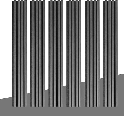 NeatiEase Wood Wall Panels, 9 Feet Acoustic Slat Wall Panels for Interior Wall Decor and Noise Reduction, Decorative Slat Wall Paneling, Dark Gray Oak, 6-Piece