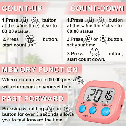 ZILLEEN Classroom Timer for Kids Teachers 2 Pack Digital Timers, Purple & Pink