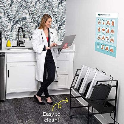 Line Leader 16-Device Mobile Charging Station | Steel Rolling Cart for Laptops, Tablets, & Chromebooks | Open Design with Dividers & UL-Certified Surge Protection | Portable Charging Stand (Black)