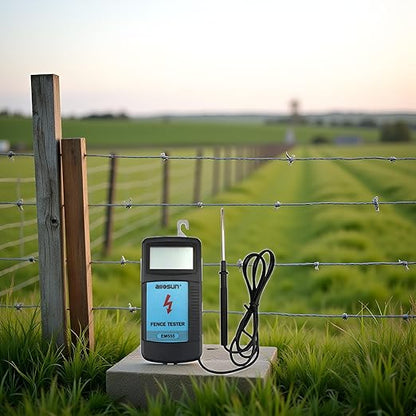 allsun Digital Electric Fence Voltage Tester and Fault Farm Finder, Fence Voltmeter/Grounding Tester LCD Display for 300V to 9.9kV Pulse, Fence Voltage Indicator Checker Farm Gardening Tool